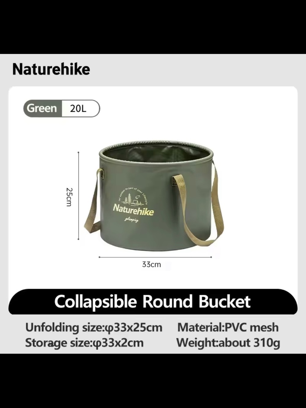 Brand New Naturehike Collapsible Round Bucket (20L)